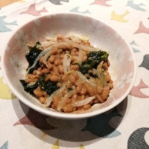 納豆の食べ方-わかめ＆もやし♪